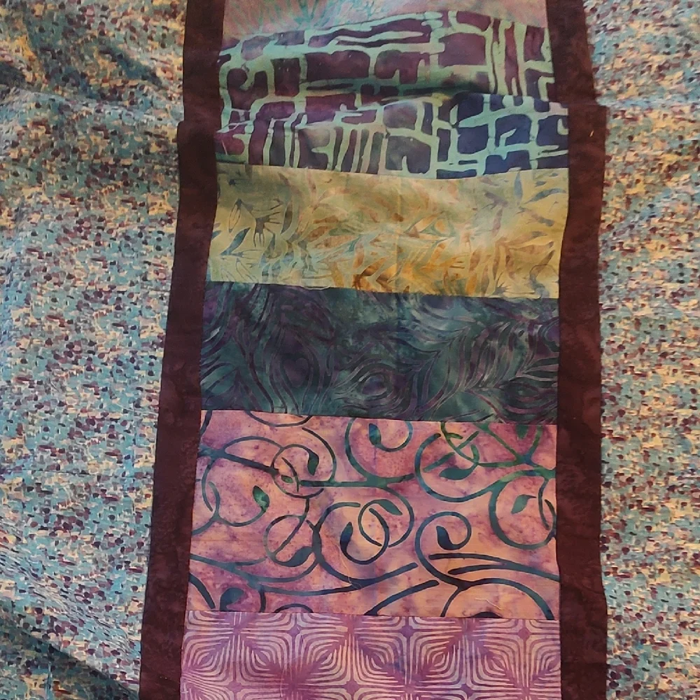 Pick Up Sticks Hand Crafted Quilt Top with Blue and Purple Hues